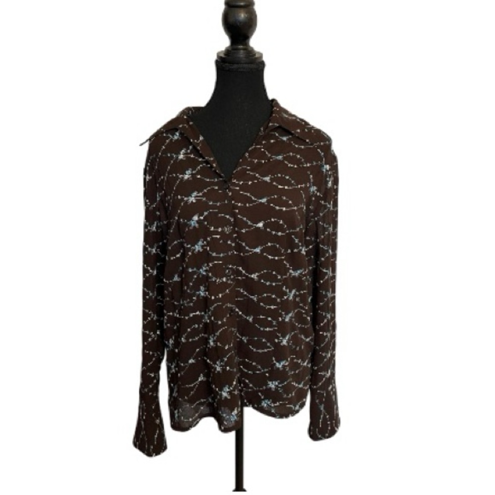 Brown and Blue Women's Top